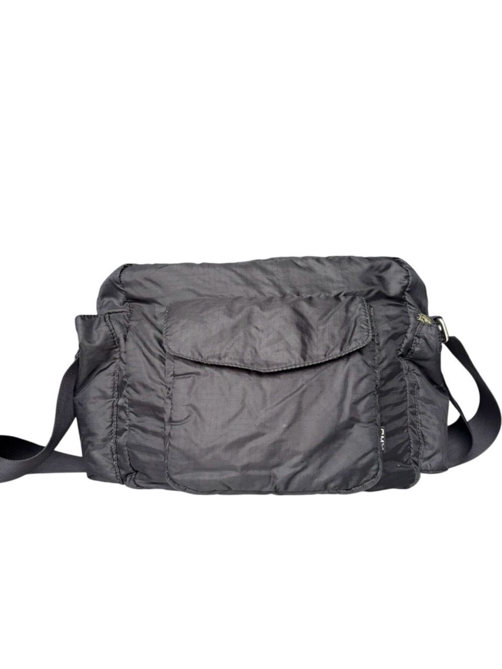 Vintage 90s/Y2K Club Monaco Japan CMX Black Nylon Messenger Bag Green Lining